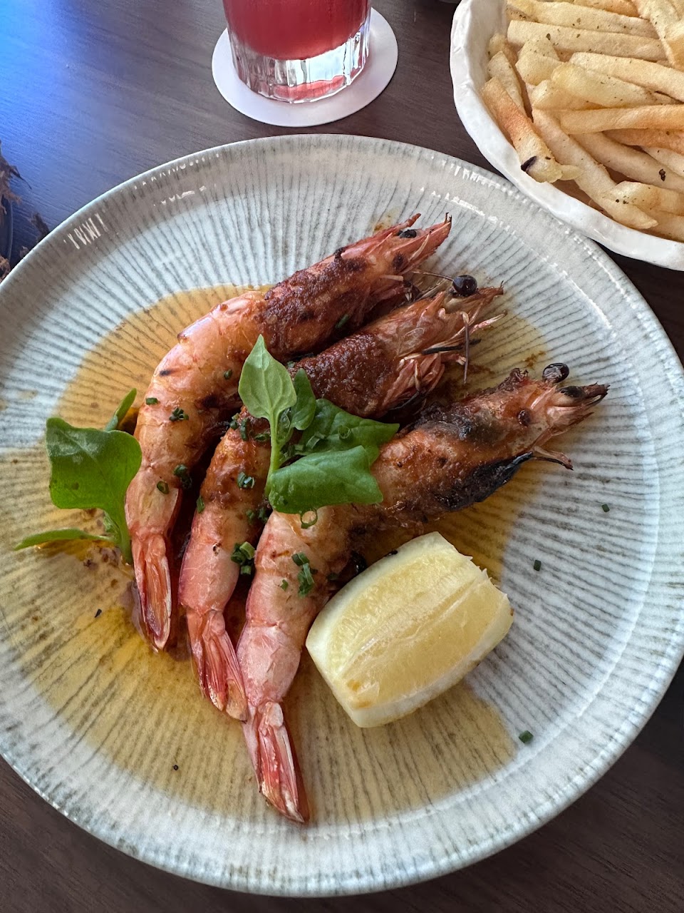 Prawns and fries served at Blu Bar on 36